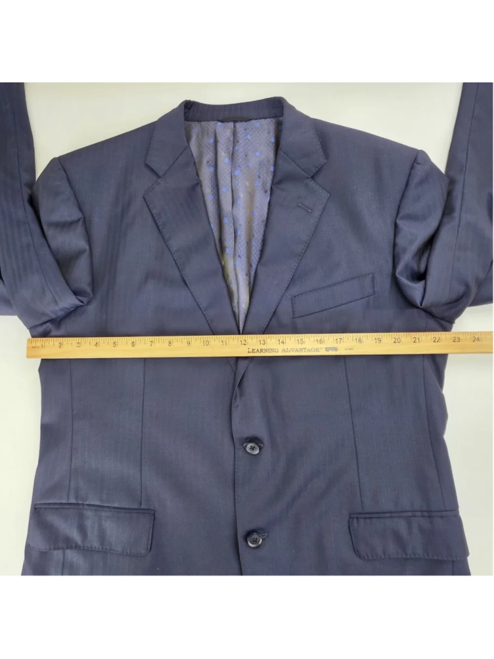 Loro Piana Super 130s Wool Suit Men 44R Navy 2 Piece Custom Tailored USA - Picture 15 of 16